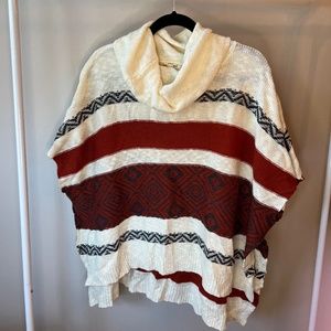 Hem & Thread - Boho Turtleneck Sweater Vest/Pancho - One Size